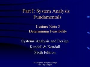 Part I System Analysis Fundamentals Lecture Note 3
