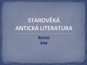 STAROVK ANTICK LITERATURA ECKO M STAROVK ECK LITERATURA