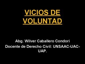 VICIOS DE VOLUNTAD Abg Wilver Caballero Condori Docente