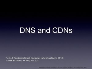 DNS and CDNs 14 740 Fundamentals of Computer