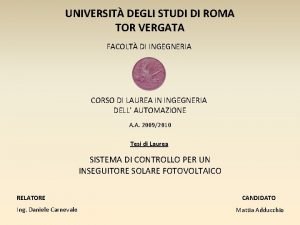 UNIVERSIT DEGLI STUDI DI ROMA TOR VERGATA FACOLT