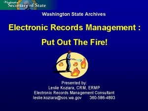 Washington State Archives Electronic Records Management Put Out