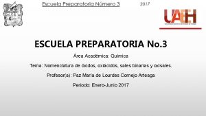 ESCUELA PREPARATORIA No 3 rea Acadmica Qumica Tema