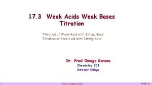 17 3 Weak Acids Weak Bases Titration of