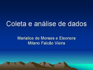 Coleta e anlise de dados Marialice de Moraes