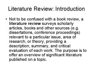 Literature review introduction
