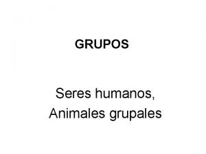 GRUPOS Seres humanos Animales grupales Grupo psicolgico Grupo