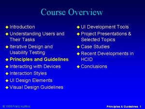 Course Overview Introduction Understanding UI Users and Their
