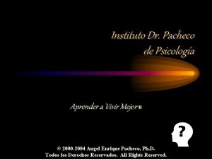 Instituto Dr Pacheco de Psicologa Aprender a Vivir