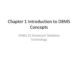 Chapter 1 Introduction to DBMS Concepts IAM 6133