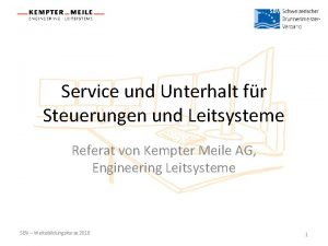 Service und Unterhalt fr Steuerungen und Leitsysteme Referat