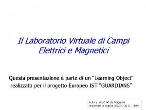 Il Laboratorio Virtuale di Campi Elettrici e Magnetici