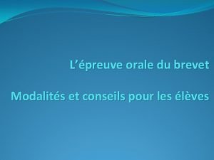 Exemple introduction oral brevet