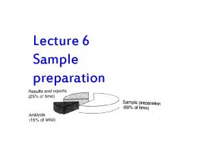 Lecture 6 Sample preparation Blood Samples Blood arterial