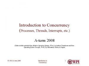 Introduction to Concurrency Processes Threads Interrupts etc Aterm