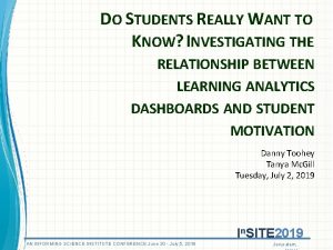 DO STUDENTS REALLY WANT TO KNOW INVESTIGATING THE