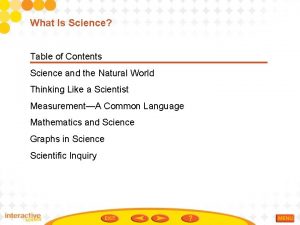 Table of contents science