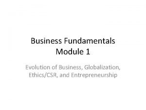 Evolution and fundamentals of business