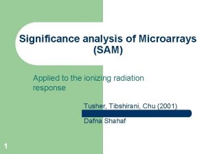 Significance analysis of Microarrays SAM Applied to the