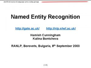 Named Entity Recognition http gate ac uk http