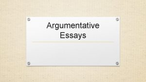 Argumentative essay body paragraph examples
