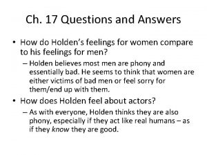 Ch 17 Questions and Answers How do Holdens