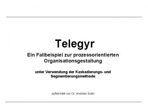 Telegyr Ein Fallbeispiel zur prozessorientierten Organisationsgestaltung unter Verwendung