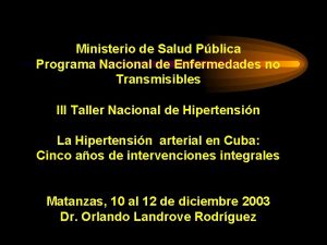 Ministerio de Salud Pblica Programa Nacional de Enfermedades