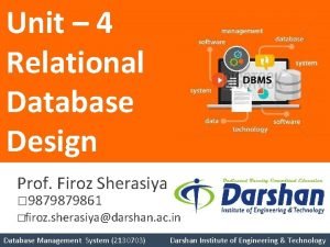 Unit 4 Relational Database Design Prof Firoz Sherasiya Unit 4 Relational Database Design Prof Firoz Sherasiya