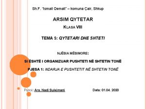 Sh F Ismail Qemali komuna air Shkup ARSIM