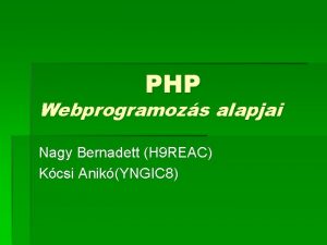 Webprogramozás alapjai