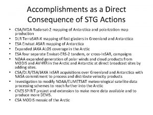 Accomplishments as a Direct Consequence of STG Actions