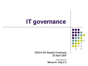 IT governance ISACA SA Awards Ceremony 20 April