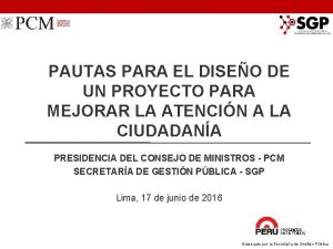 PAUTAS PARA EL DISEO DE UN PROYECTO PARA