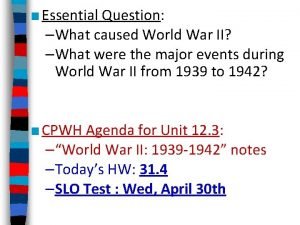 Essential Question What caused World War II What