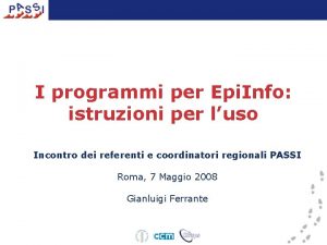 I programmi per Epi Info istruzioni per luso