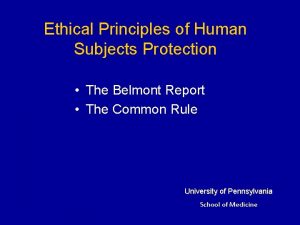 Principles of belmont report