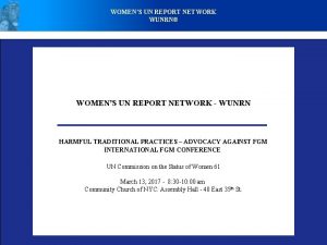 WOMENS UN REPORT NETWORK WUNRN WOMENS UN REPORT