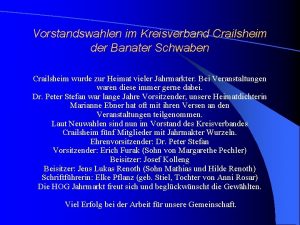 Vorstandswahlen im Kreisverband Crailsheim der Banater Schwaben Crailsheim