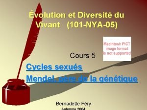 volution et Diversit du Vivant 101 NYA05 Cours