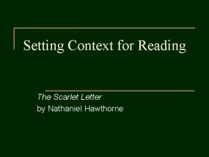 The scarlet letter setting