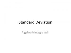 Standard deviation algebra