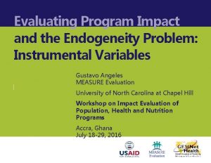 Evaluating Program Impact and the Endogeneity Problem Instrumental