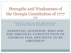 Strengths and weaknesses of the legislative branch Strengths and weaknesses of the legislative branch