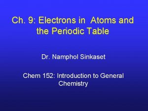 Ch 9 Electrons in Atoms and the Periodic