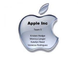 Apple Inc Team 5 Kristen Hodge Monica Longer