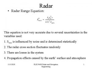 Radar equation Radar equation