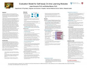 Evaluation Model for Selfstudy Online Learning Modules Joann