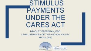 STIMULUS PAYMENTS UNDER THE CARES ACT BRADLEY FREEDMAN
