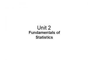 Unit 2 Fundamentals of Statistics Definitions of Statistics